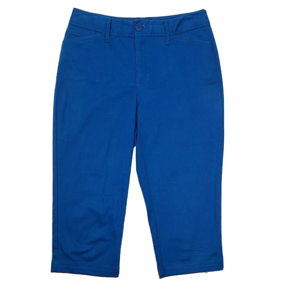 St Johns Bay Crop Pants Womens Size 6  Solid All Blue Secretly Slender NWOT‎